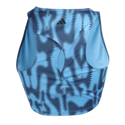 Blue - Back - Adidas Womens-Ladies Studio Abstract Moisture Wicking Tank Top