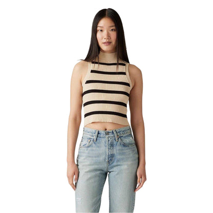 Creme - Lifestyle - Levis Womens-Ladies Tulip High-Neck Sleeveless Crop Top
