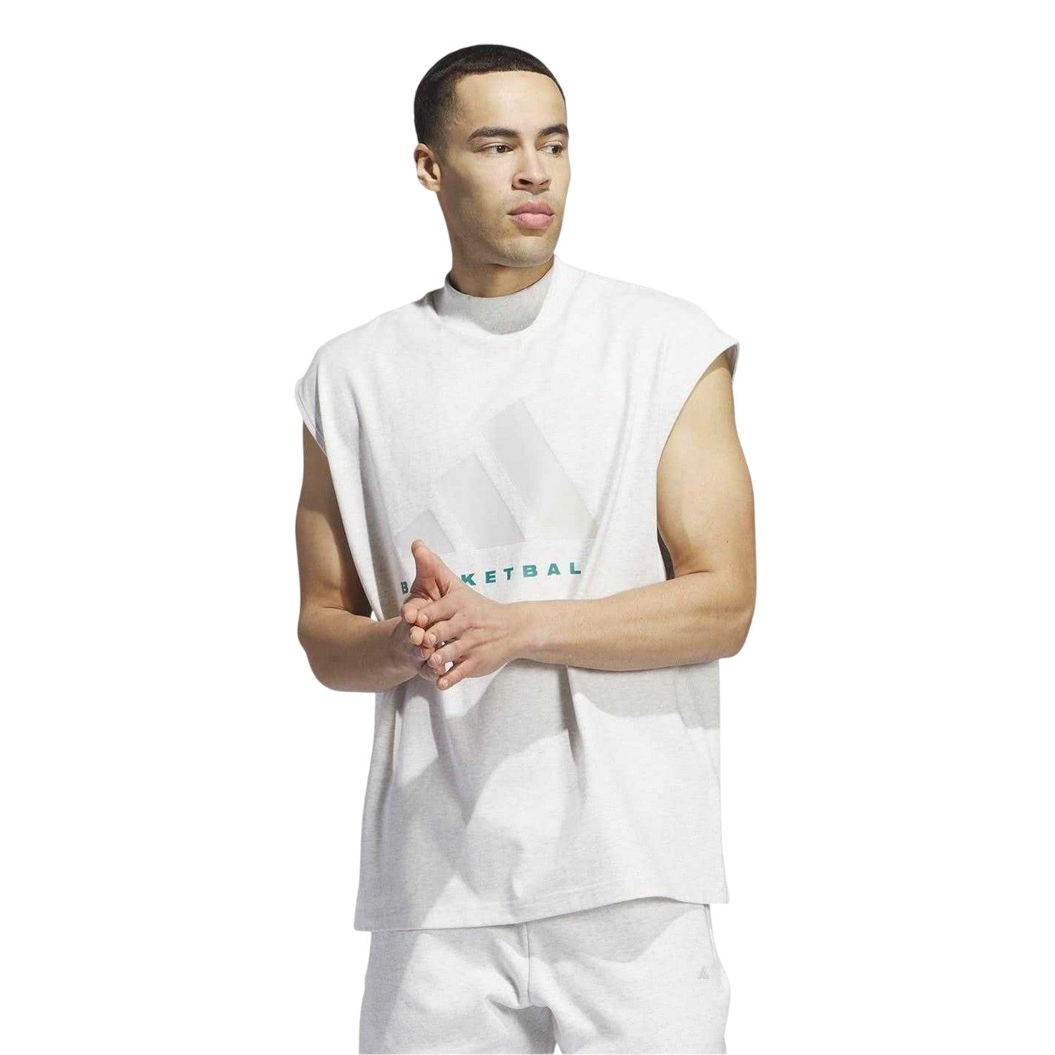 Grey - Side - Adidas Unisex Adult Adi Cotton Basketball Tank Top
