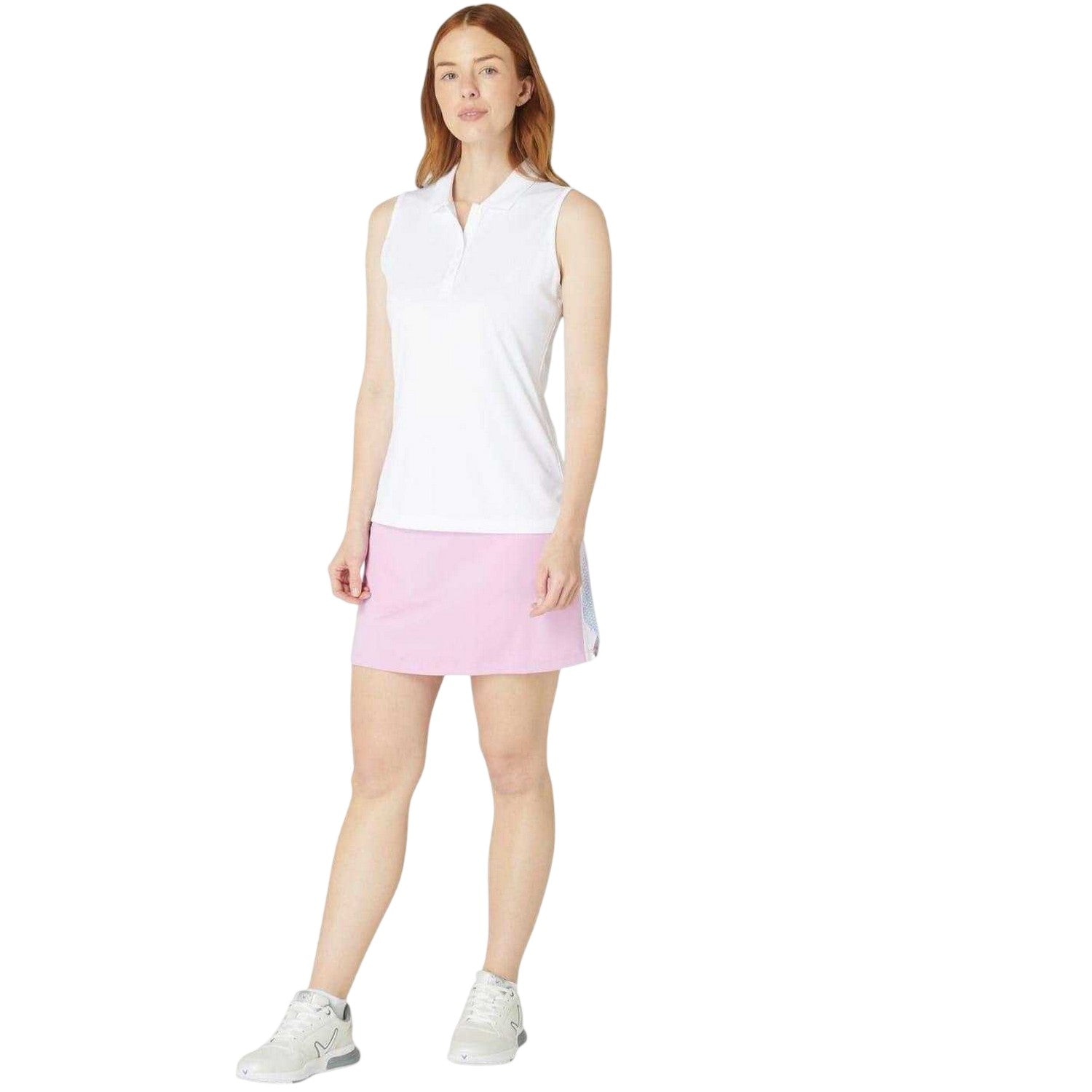 Bright White - Side - Callaway Womens-Ladies Collared Sleeveless Polo Shirt