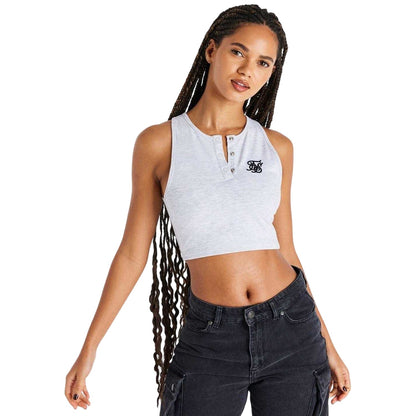 Grey - Front - SikSilk Womens-Ladies Slim Crop Top