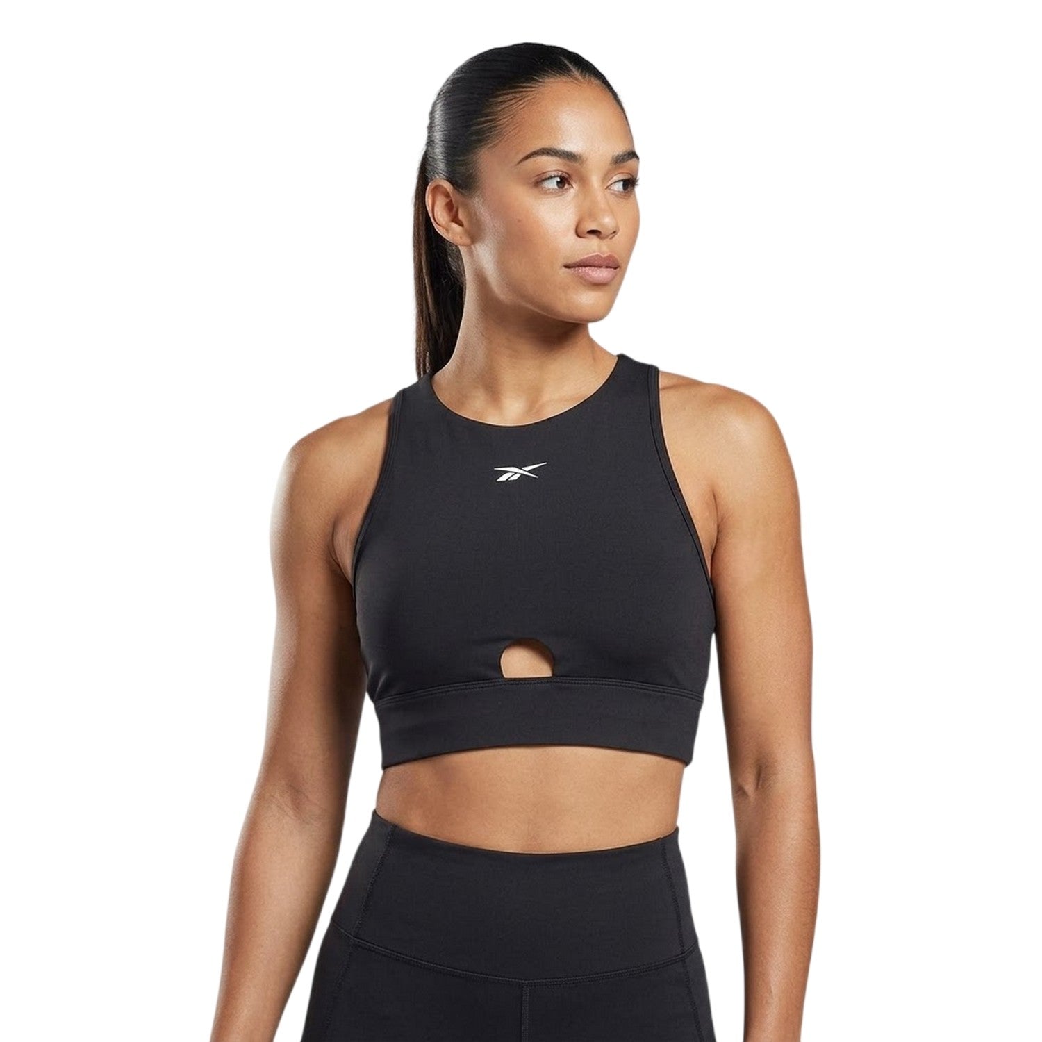 Black - Side - Reebok Womens-Ladies Crew Neck Skinny Athletic Top