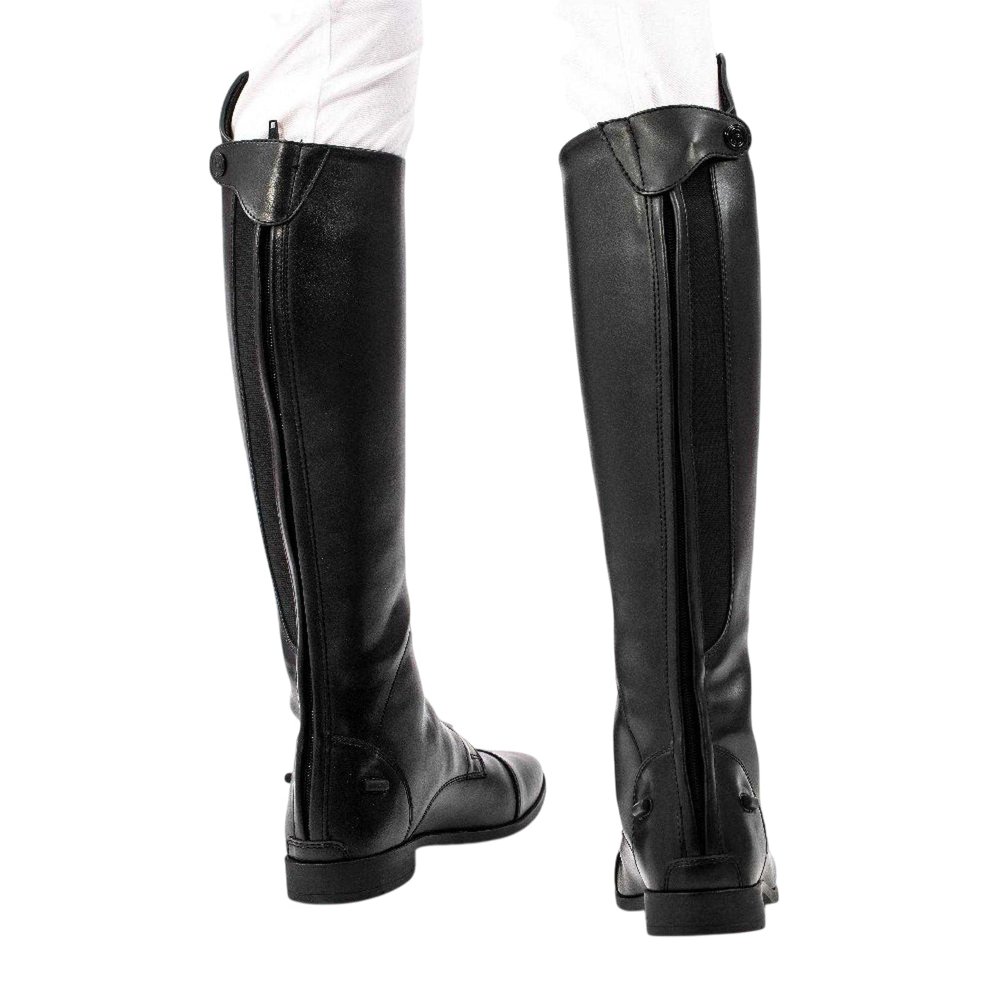 Black - Back - Brogini Womens-Ladies Albareto Leather Low Heel Long Riding Boots