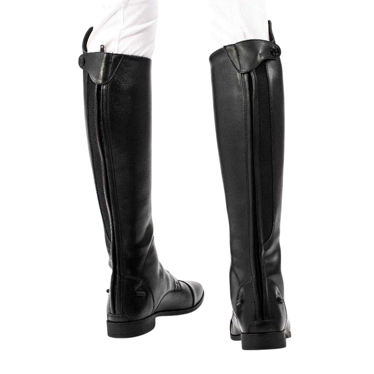 Black - Back - Brogini Womens-Ladies Albareto Leather Low Heel Long Riding Boots