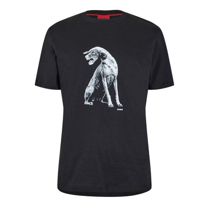 Black - Front - Hugo Mens Didug Crew Neck T-Shirt