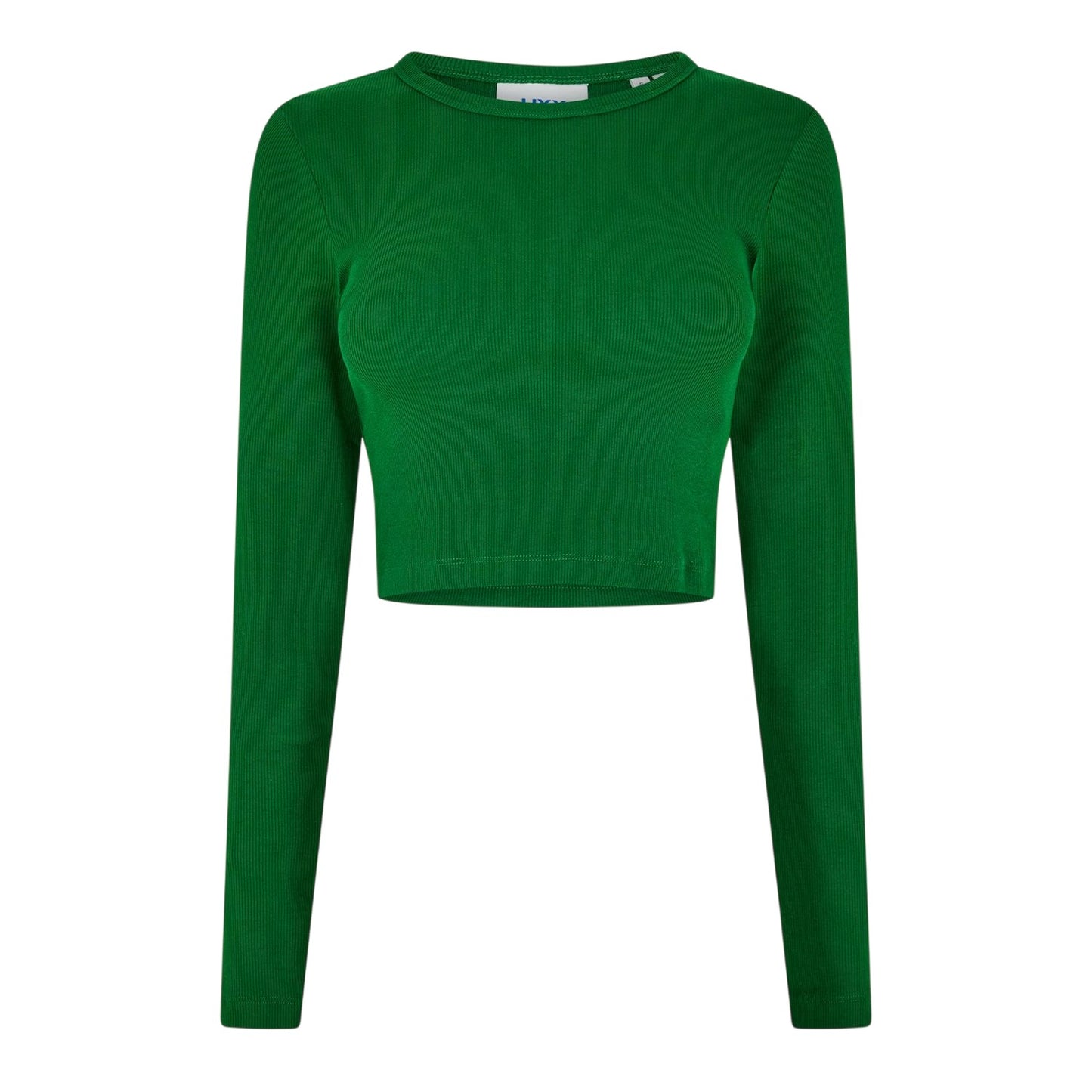 Garden Green - Front - JJXX Womens-Ladies Feline Slim Long-Sleeved Crop T-Shirt
