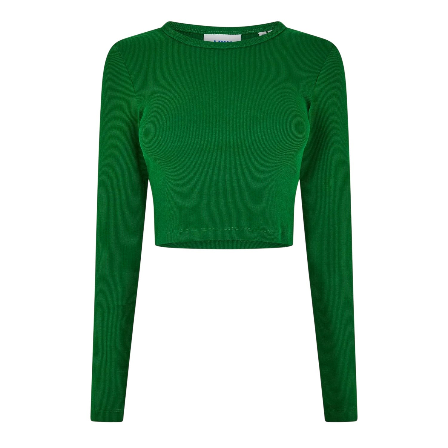 Garden Green - Front - JJXX Womens-Ladies Feline Slim Long-Sleeved Crop T-Shirt