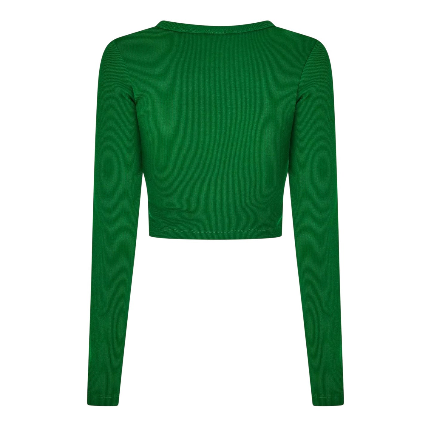 Garden Green - Back - JJXX Womens-Ladies Feline Slim Long-Sleeved Crop T-Shirt