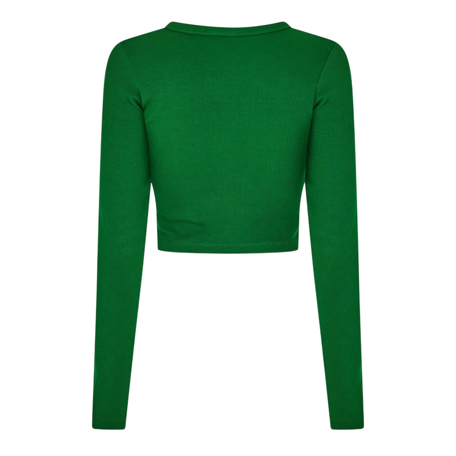 Garden Green - Back - JJXX Womens-Ladies Feline Slim Long-Sleeved Crop T-Shirt