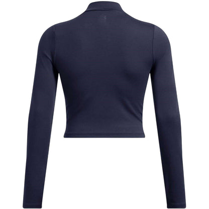 Blue - Back - Under Armour Womens-Ladies Meridian Mock Neck Slim T-Shirt