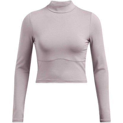 Grey - Front - Under Armour Womens-Ladies Meridian Mock Neck Slim T-Shirt