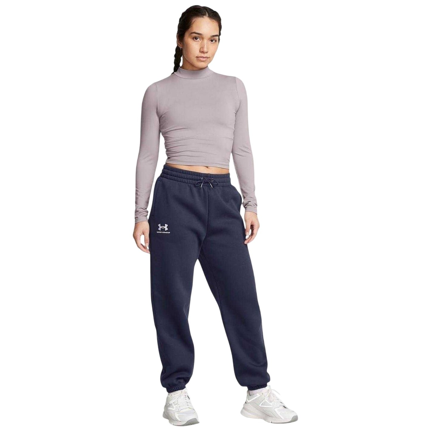 Grey - Lifestyle - Under Armour Womens-Ladies Meridian Mock Neck Slim T-Shirt