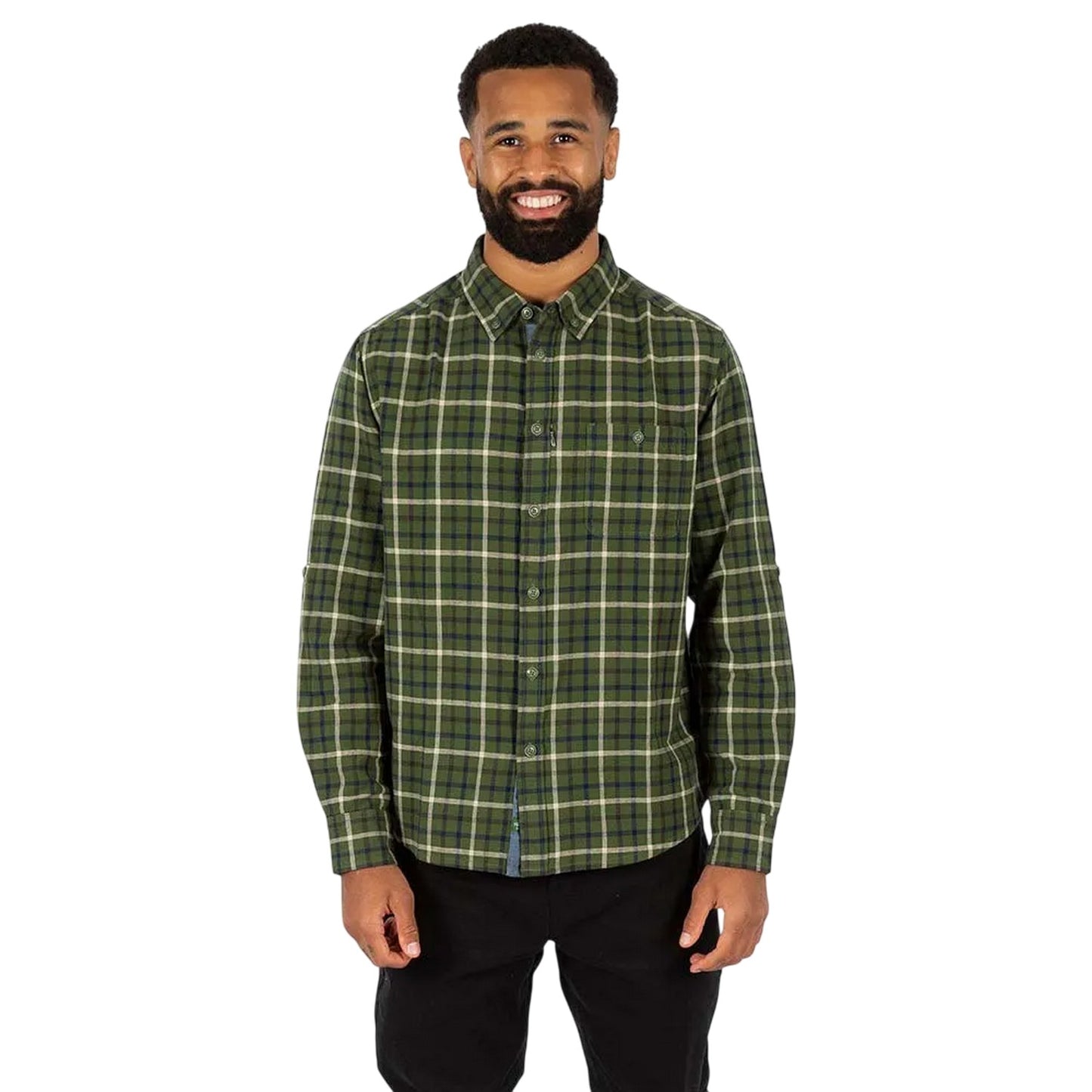Green - Side - Trespass Mens Withnell Casual Button-Down Shirt