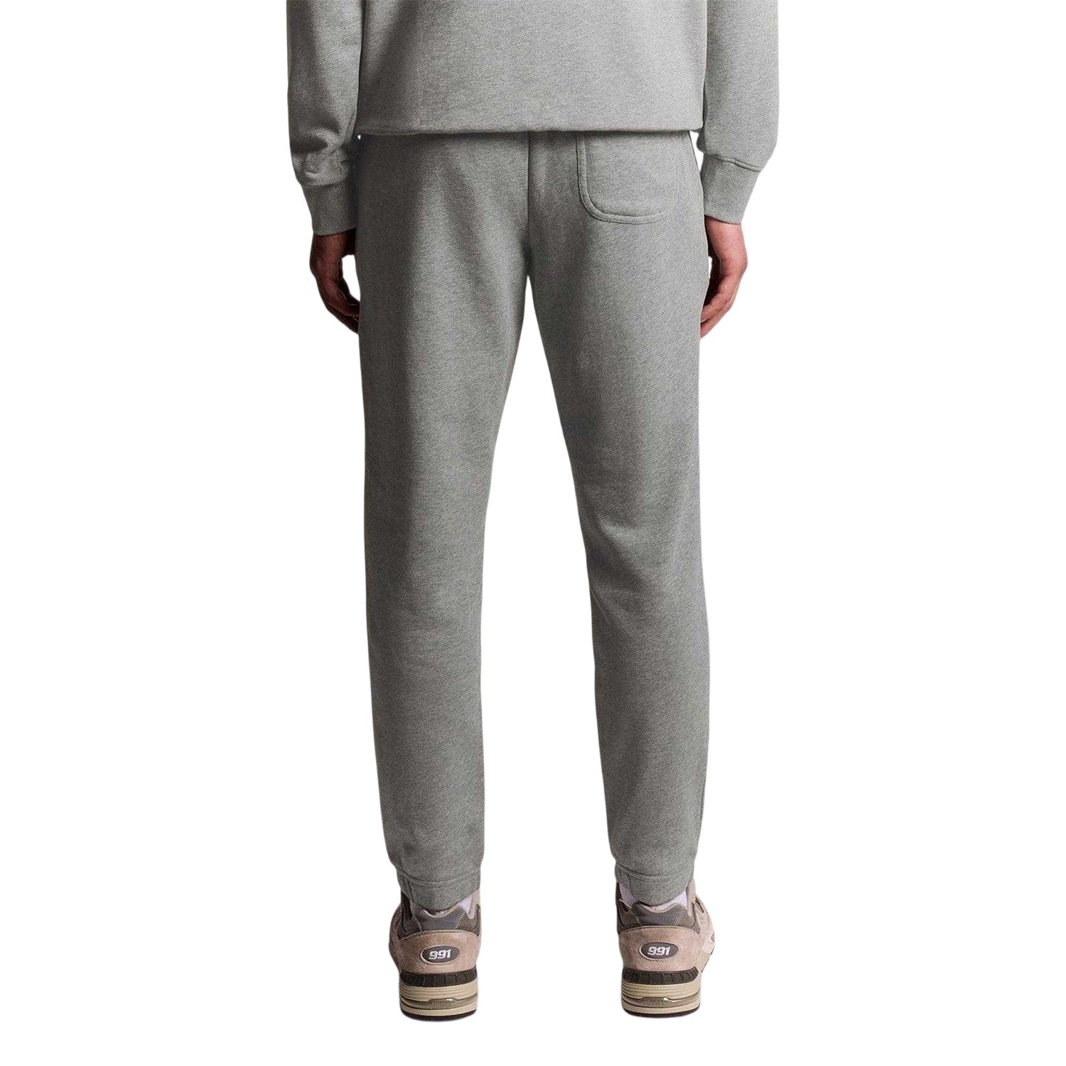 Grey Marl - Back - Lyle & Scott Mens Fleece Elasticated Hem Joggers