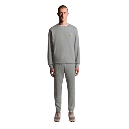 Grey Marl - Side - Lyle & Scott Mens Fleece Elasticated Hem Joggers