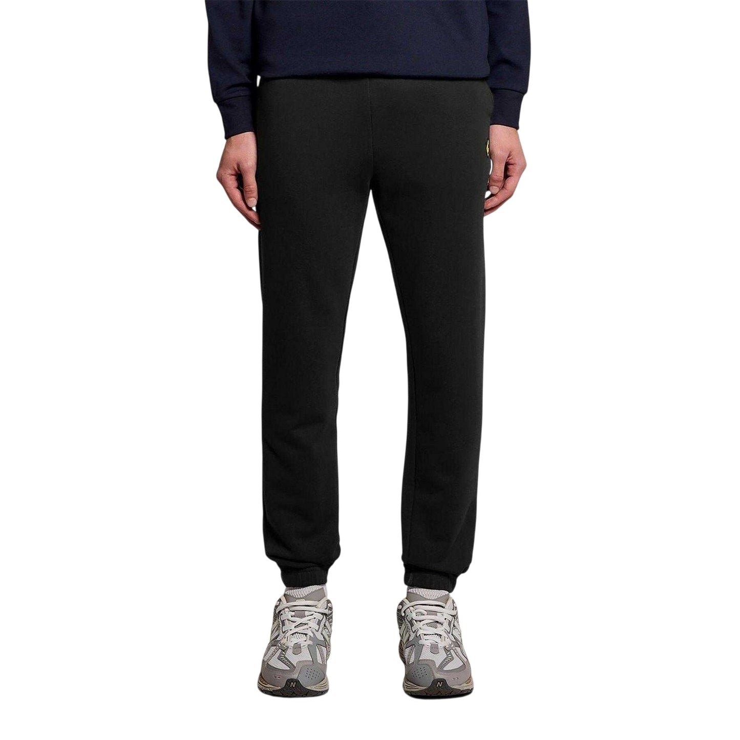 Jet Black - Front - Lyle & Scott Mens Fleece Elasticated Hem Joggers