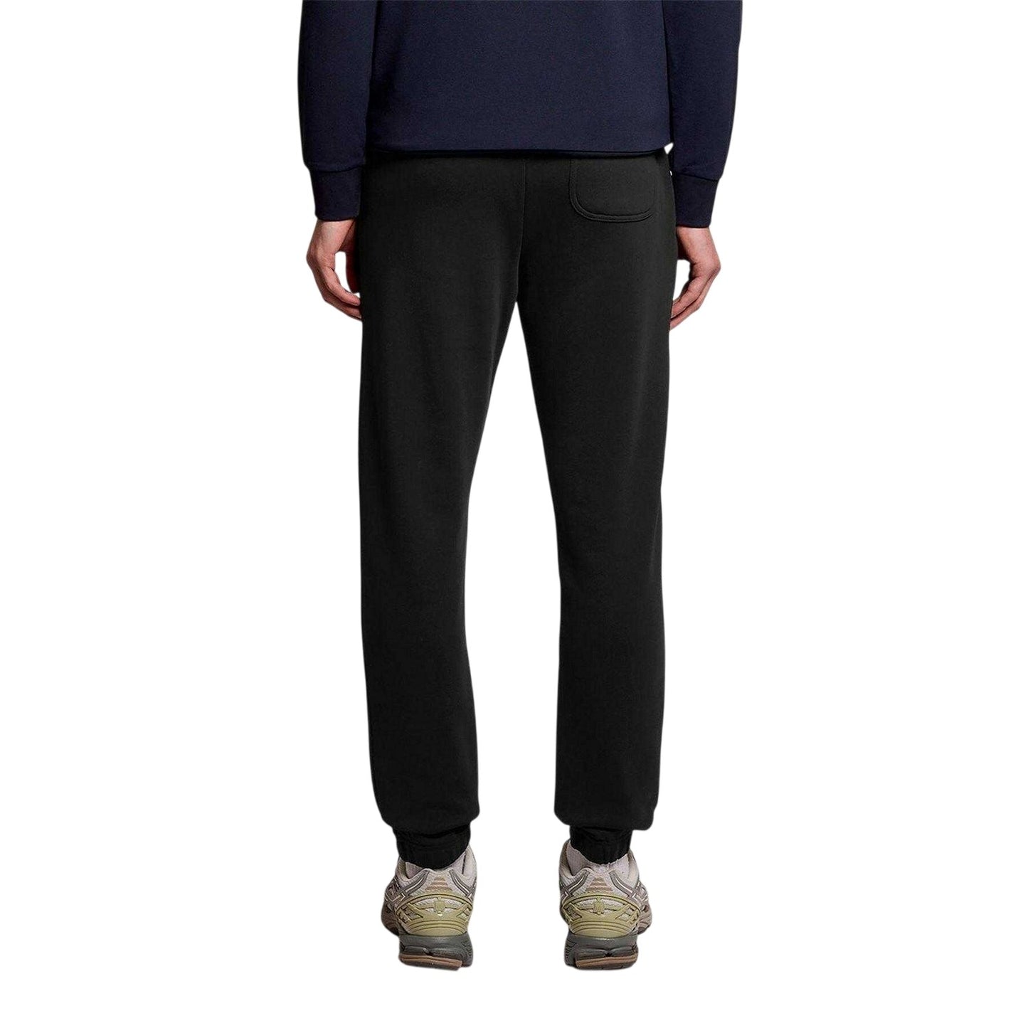 Jet Black - Back - Lyle & Scott Mens Fleece Elasticated Hem Joggers
