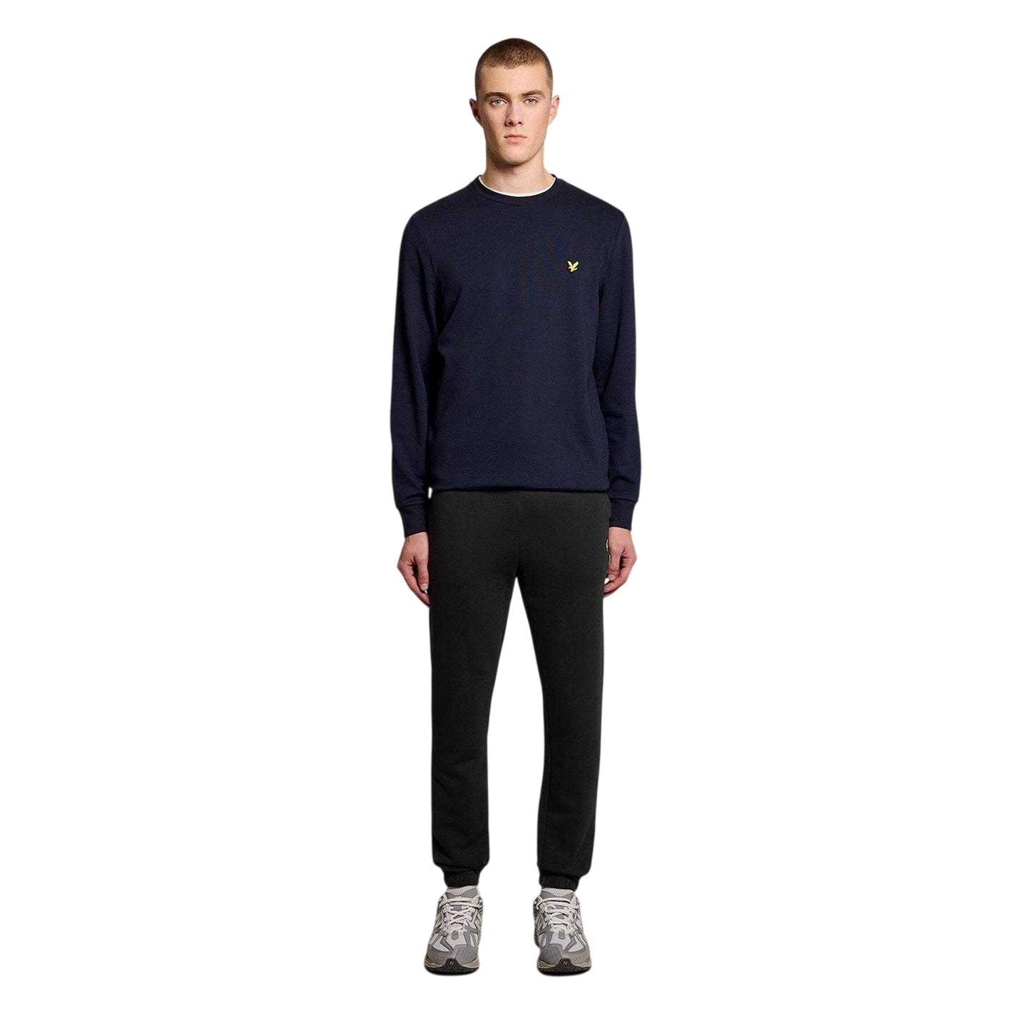 Jet Black - Side - Lyle & Scott Mens Fleece Elasticated Hem Joggers