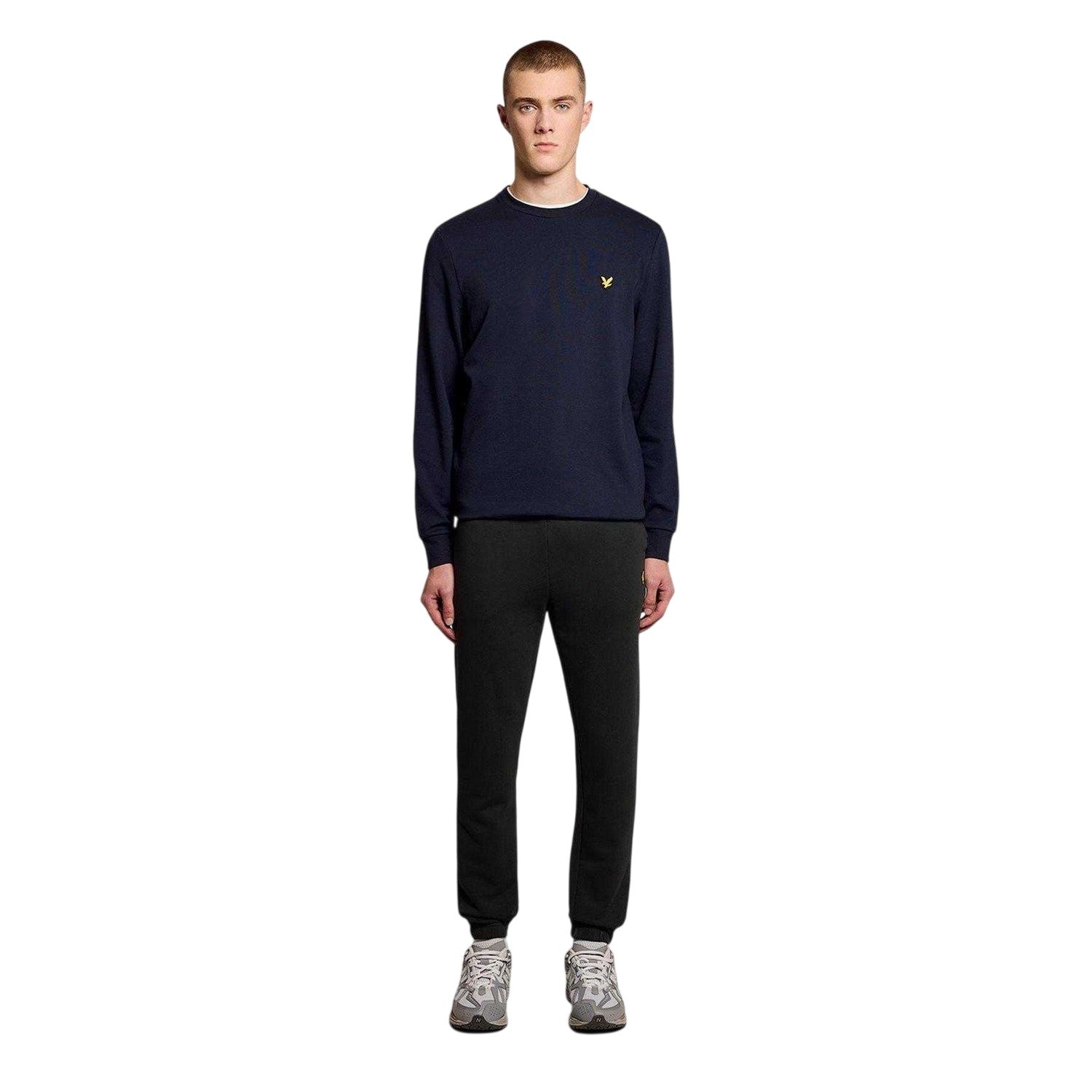 Jet Black - Side - Lyle & Scott Mens Fleece Elasticated Hem Joggers