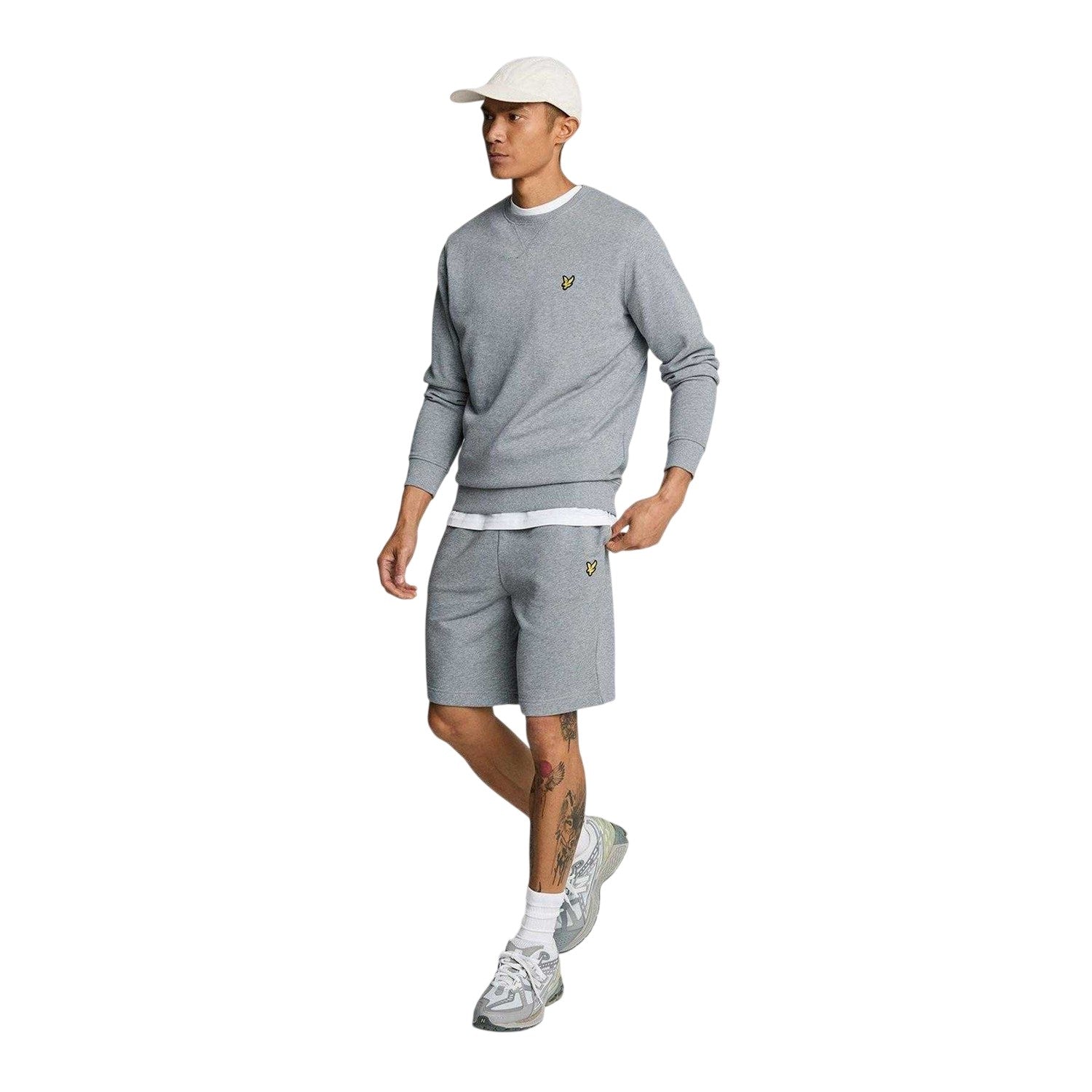 Grey Marl - Side - Lyle & Scott Mens Fleece Plain Sweat Shorts