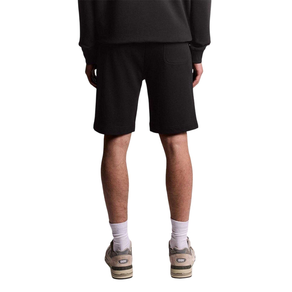 Jet Black - Back - Lyle & Scott Mens Fleece Plain Sweat Shorts