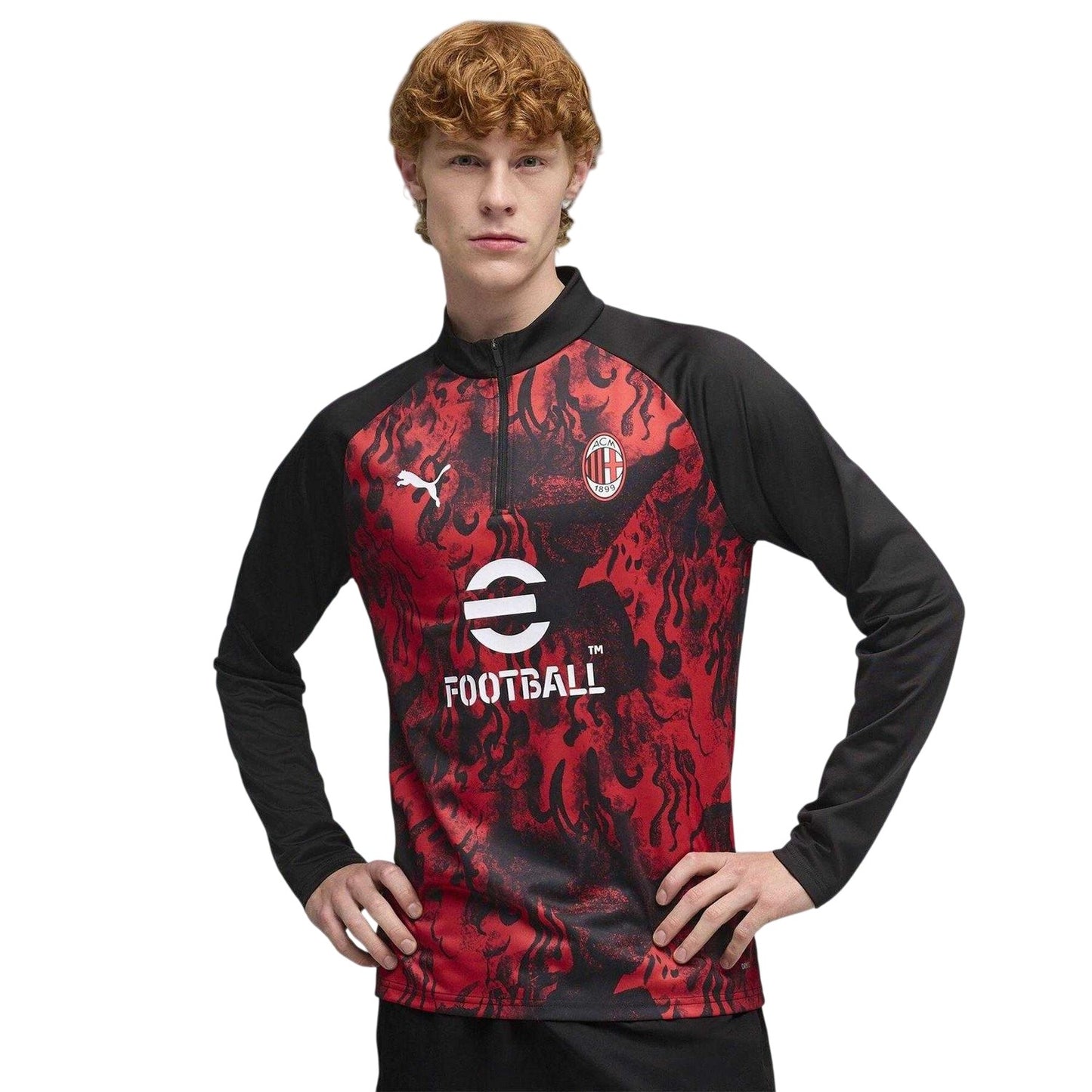 Red-Black - Side - AC Milan Mens 2025 2026 Puma Long-Sleeved Drill Top