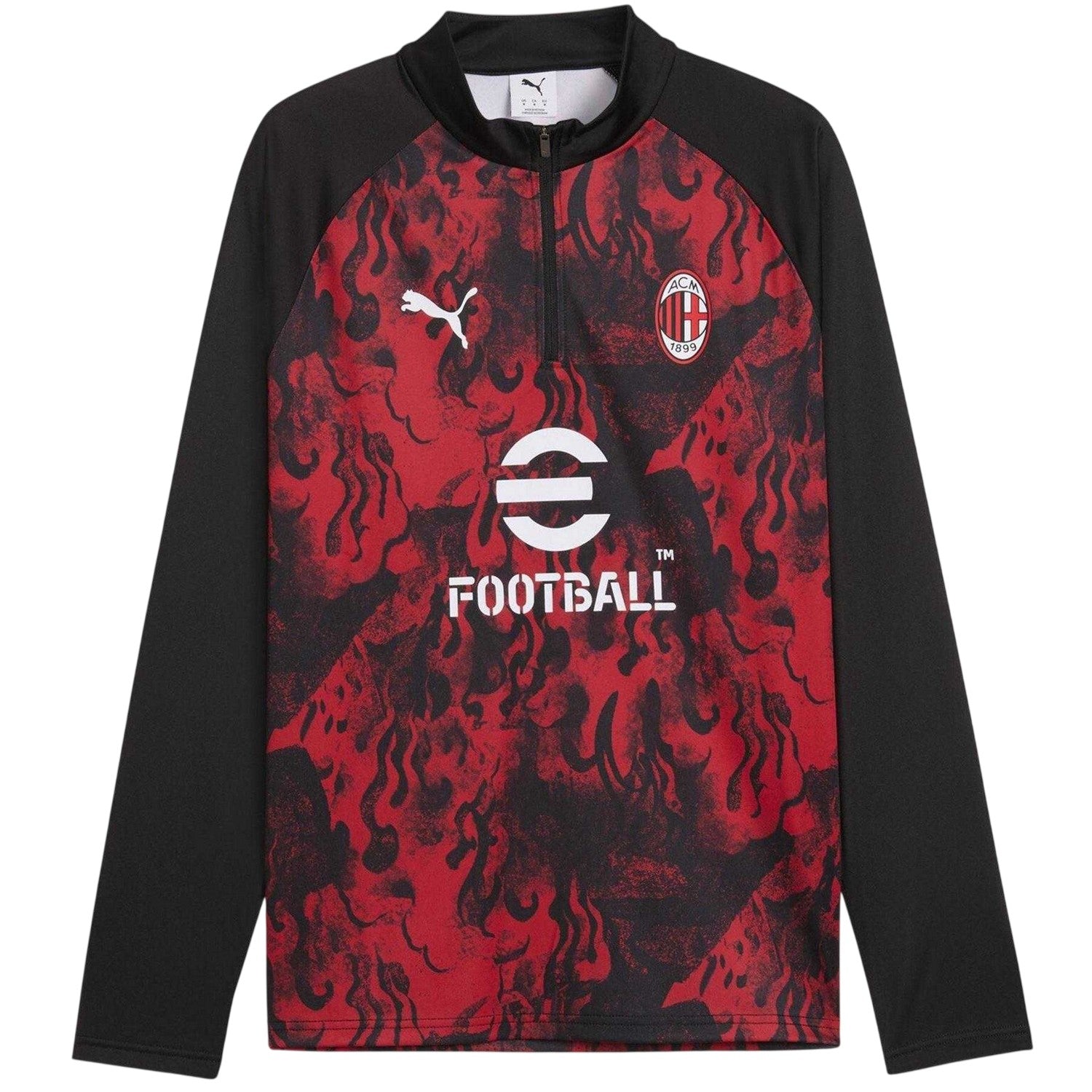 Red-Black - Front - AC Milan Mens 2025 2026 Puma Long-Sleeved Drill Top