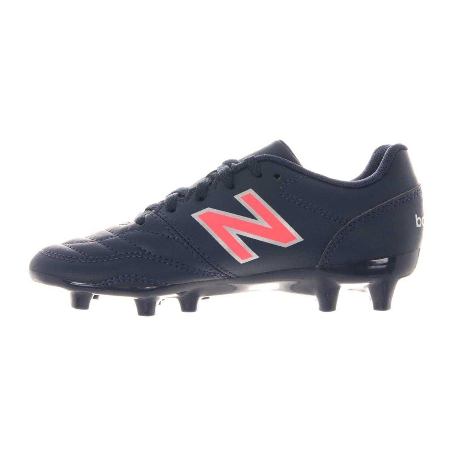 Navy-Red - Back - New Balance Childrens-Kids 442 V2 Academy Leather Firm Ground Football Boots
