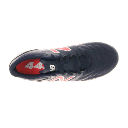 Navy-Red - Side - New Balance Childrens-Kids 442 V2 Academy Leather Firm Ground Football Boots