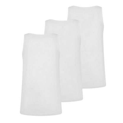 White - Back - Boss Mens Hbw Premium Cotton Tank Top (Pack of 3)