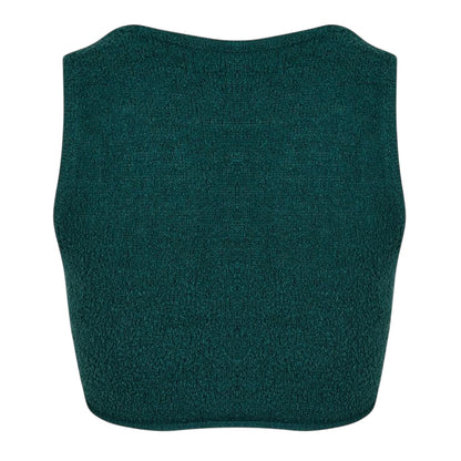 Forest Green - Back - Reebok Womens-Ladies Classic Cropped Polyester Fitted Tank Top