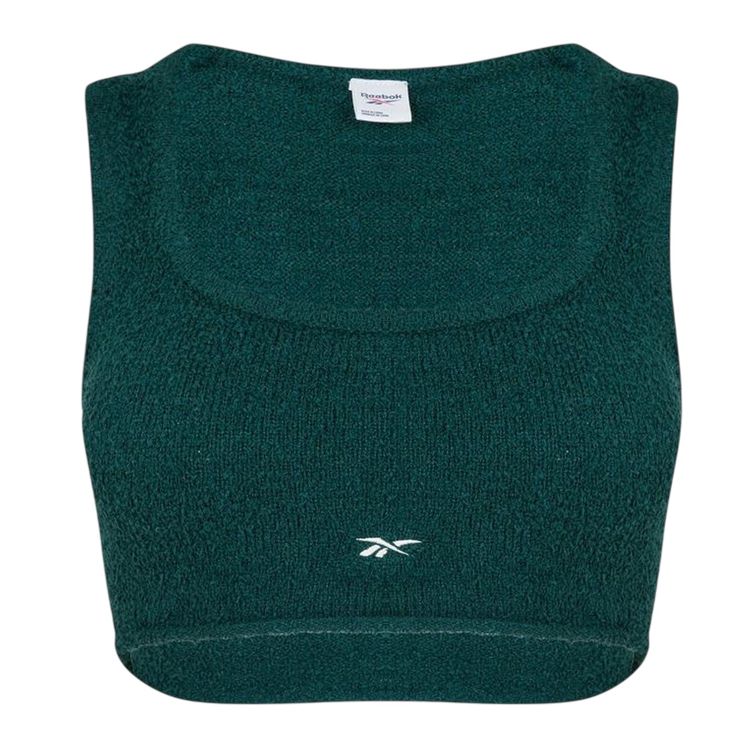 Forest Green - Front - Reebok Womens-Ladies Classic Cropped Polyester Fitted Tank Top