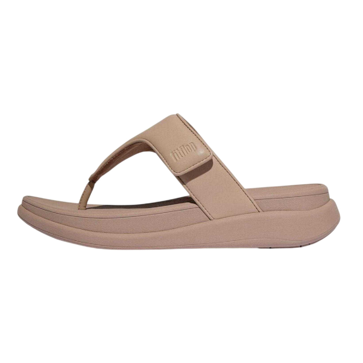 Beige - Back - Fit Flop Womens-Ladies F-Mode Toe Post Flatform Sandals