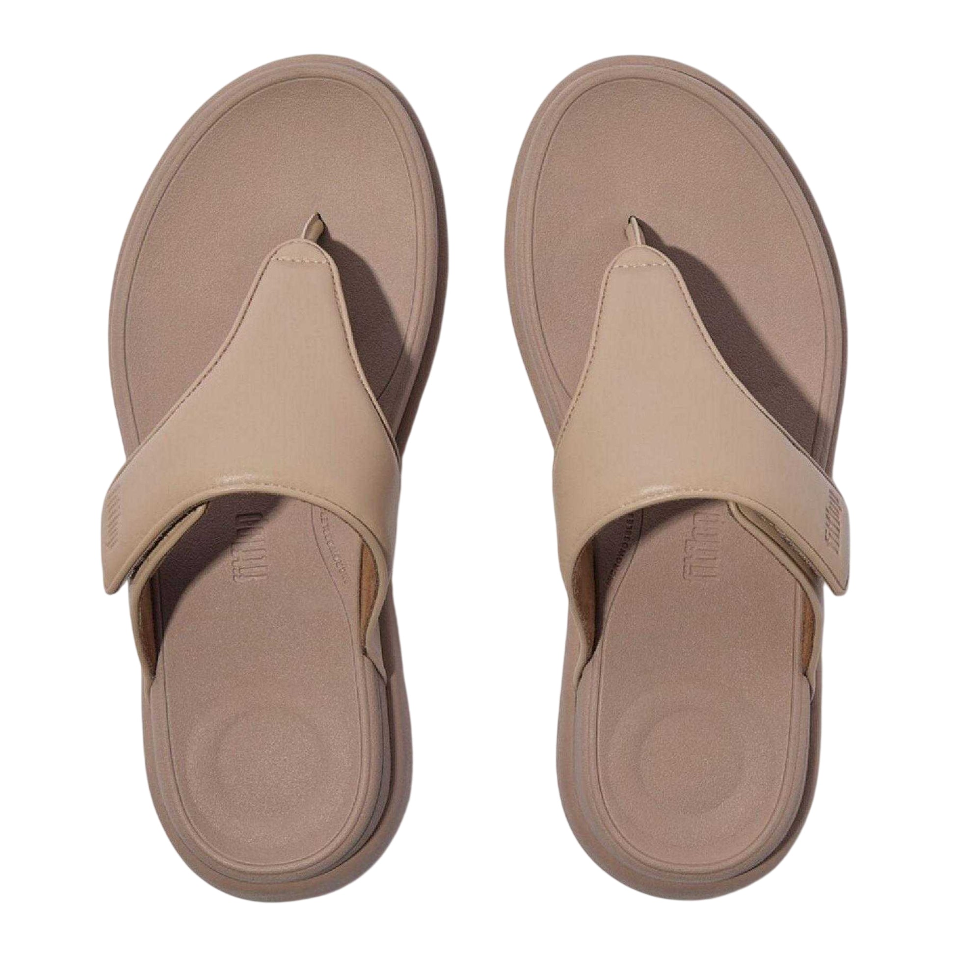 Beige - Side - Fit Flop Womens-Ladies F-Mode Toe Post Flatform Sandals