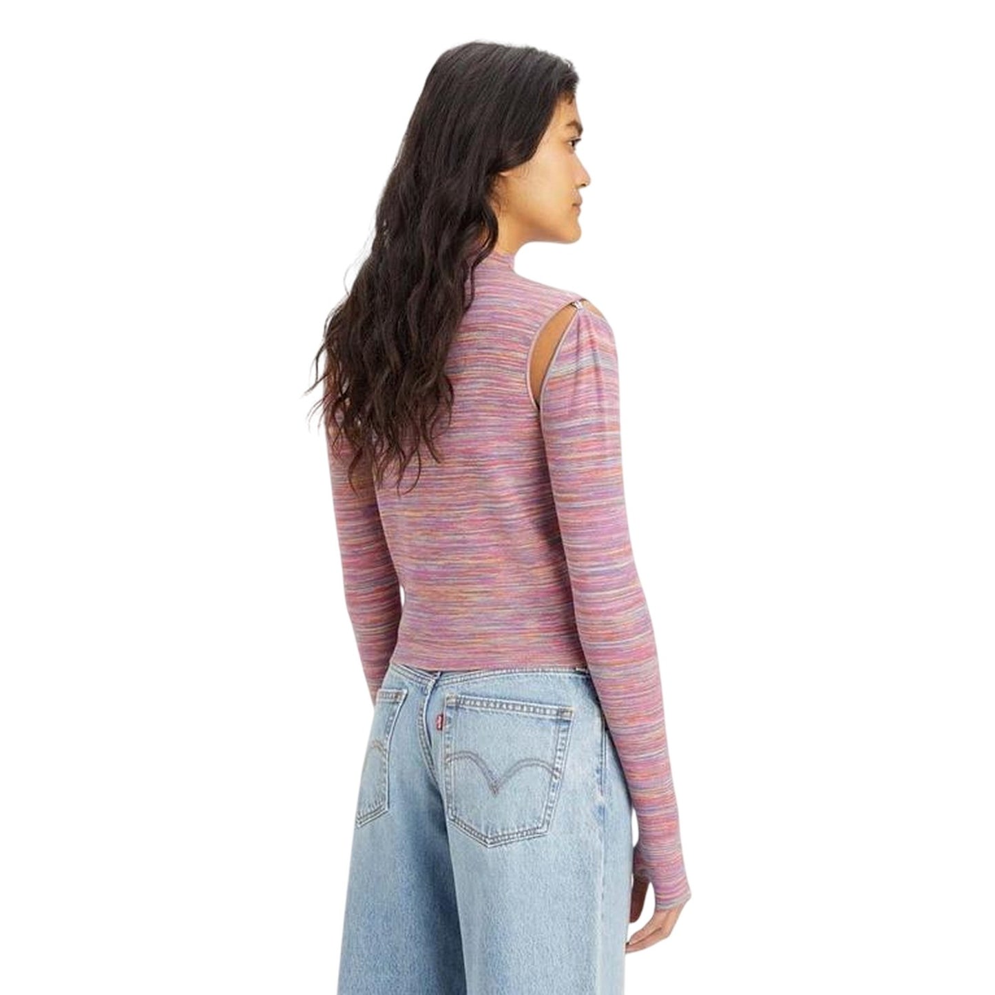 Pink - Back - Levis Womens-Ladies Jupiter Cable Knit Jumper
