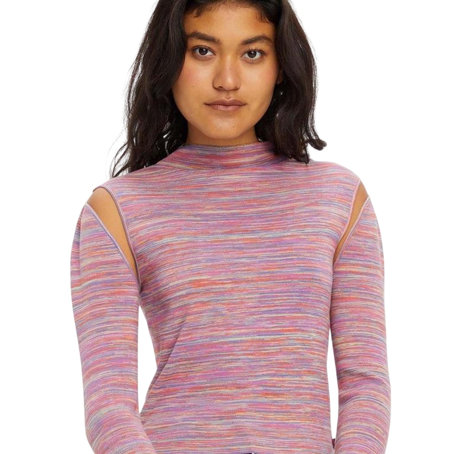 Pink - Side - Levis Womens-Ladies Jupiter Cable Knit Jumper