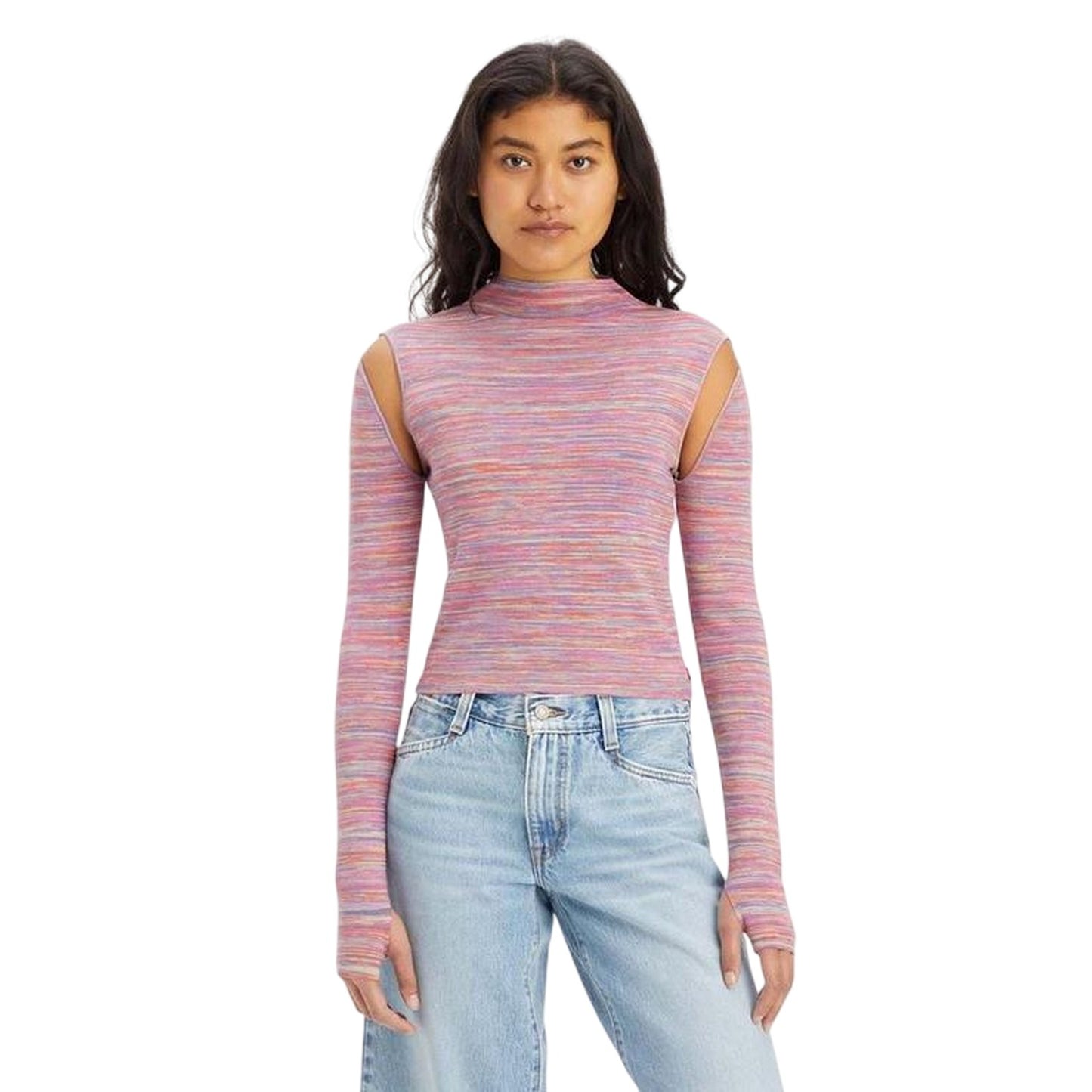 Pink - Front - Levis Womens-Ladies Jupiter Cable Knit Jumper
