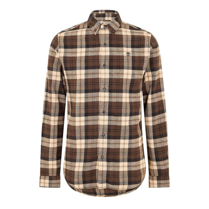 Chocolate Brown - Front - Timberland Mens Checked Casual Button-Down Shirt