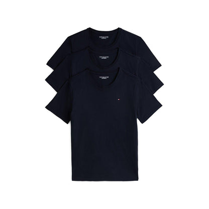 Navy - Front - Tommy Hilfiger Mens Logo Cotton T-Shirt (Pack of 3)