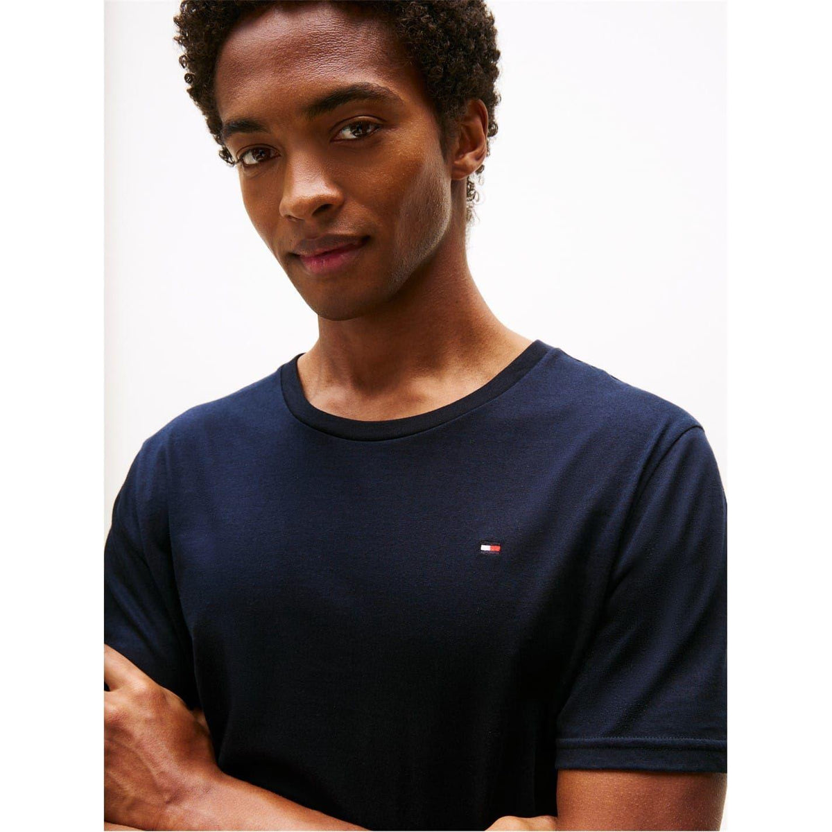 Navy - Side - Tommy Hilfiger Mens Logo Cotton T-Shirt (Pack of 3)