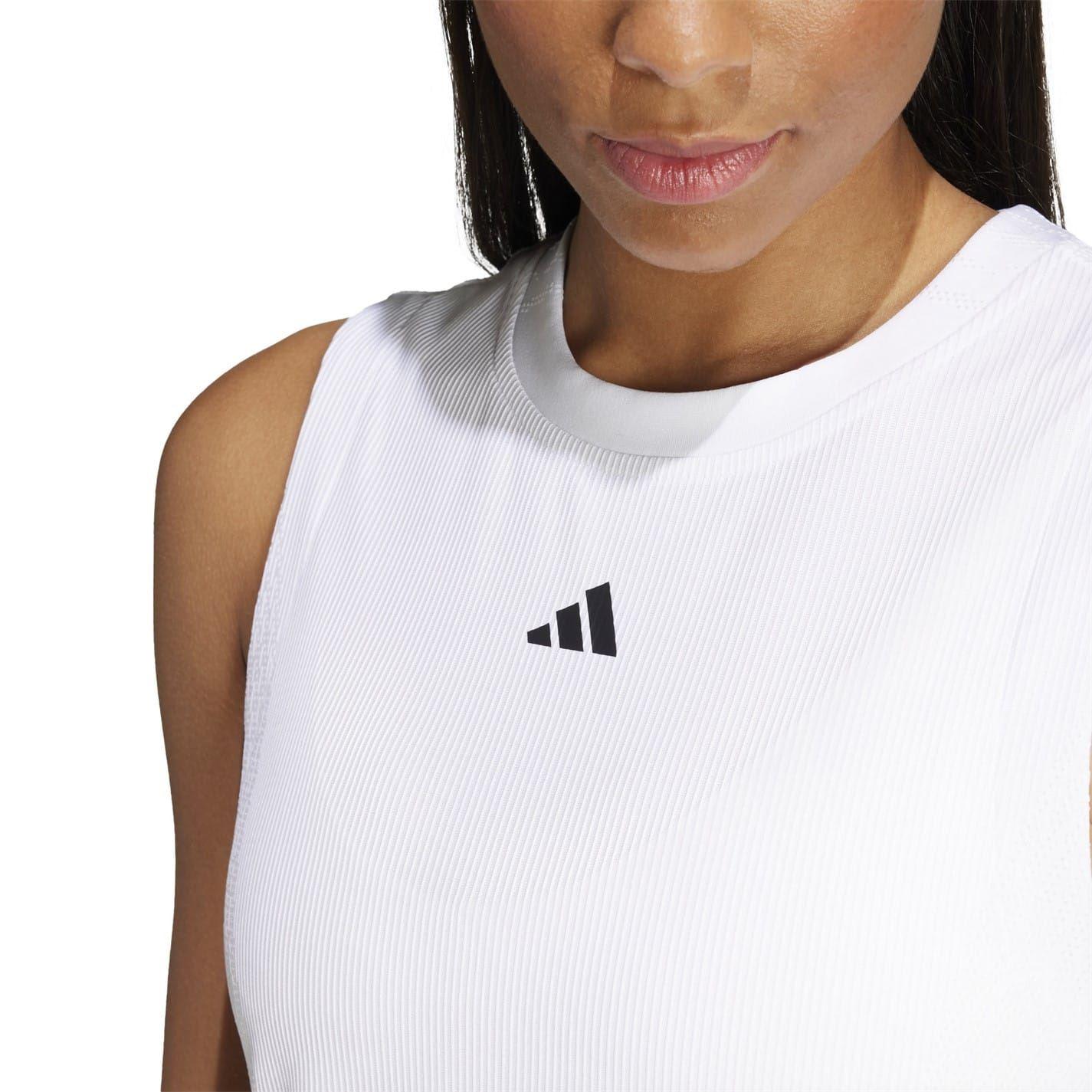 White - Side - Adidas Womens-Ladies Pro Tank Top
