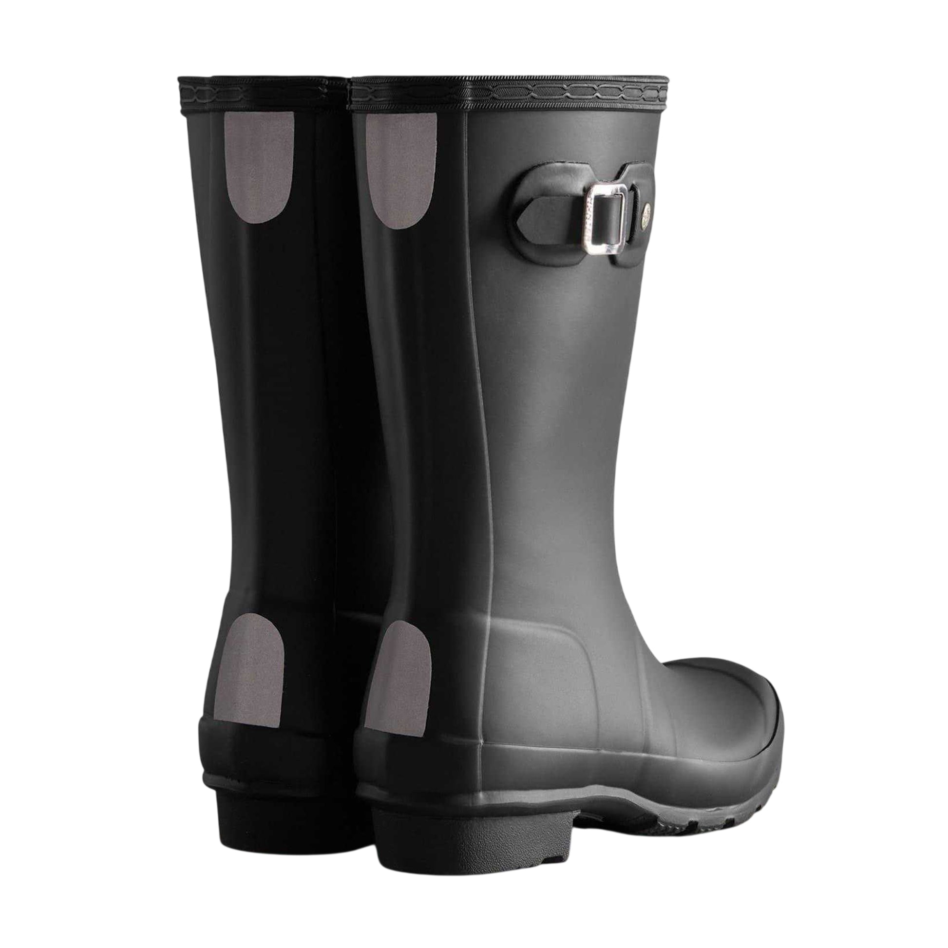 Black - Back - Hunter Childrens-Kids Original Waterproof Low Heel Wellington Boots