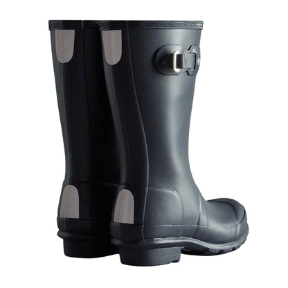 Navy - Back - Hunter Childrens-Kids Original Waterproof Low Heel Wellington Boots