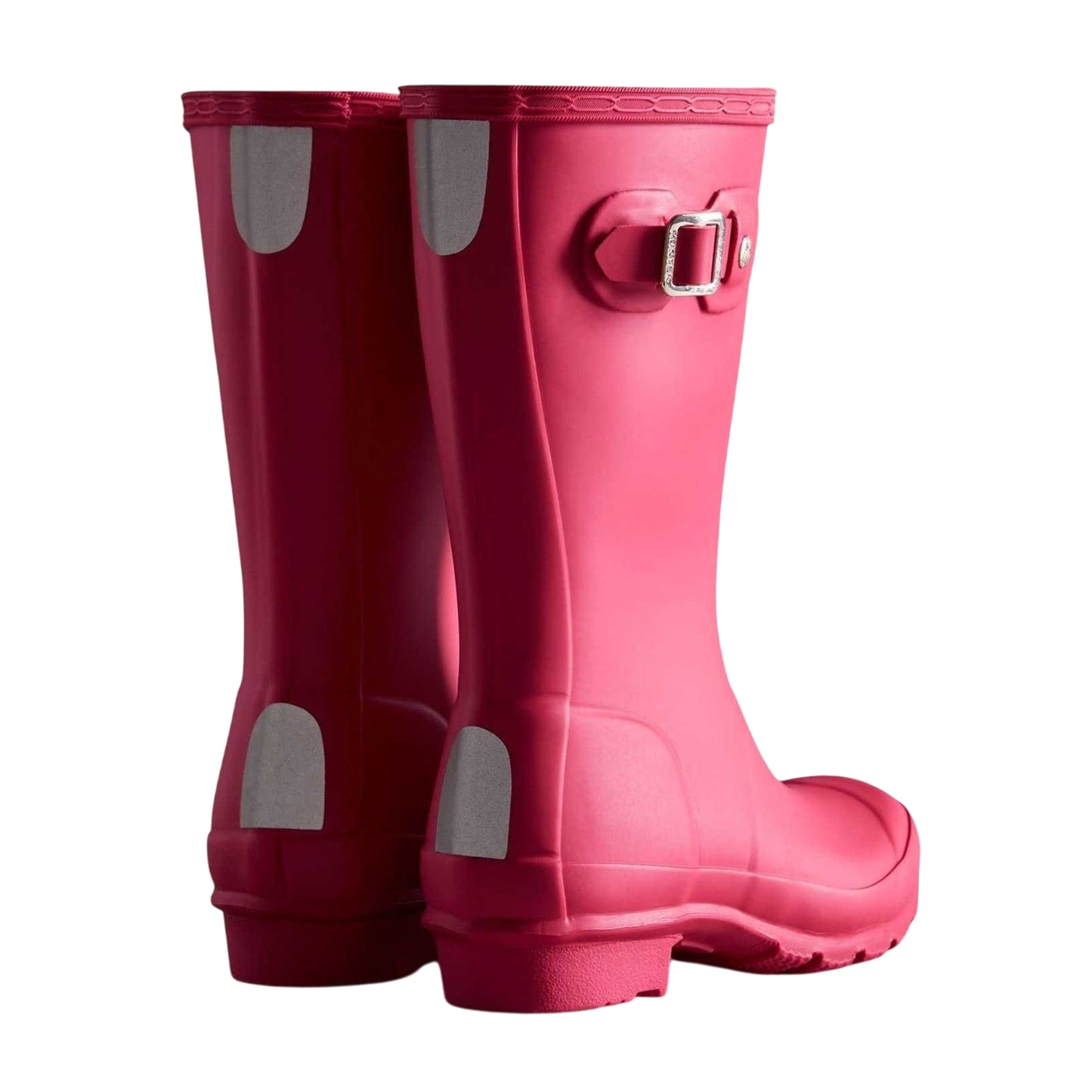 Pink - Back - Hunter Childrens-Kids Original Waterproof Low Heel Wellington Boots