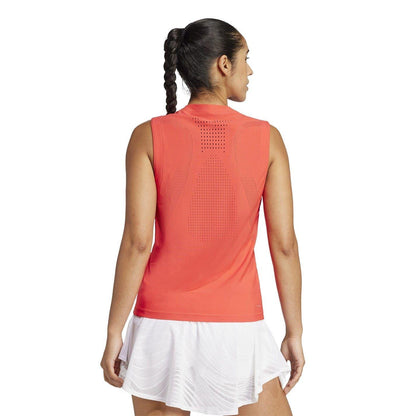 Red - Back - Adidas Womens-Ladies Match Pro Climacool Tennis Tank Top