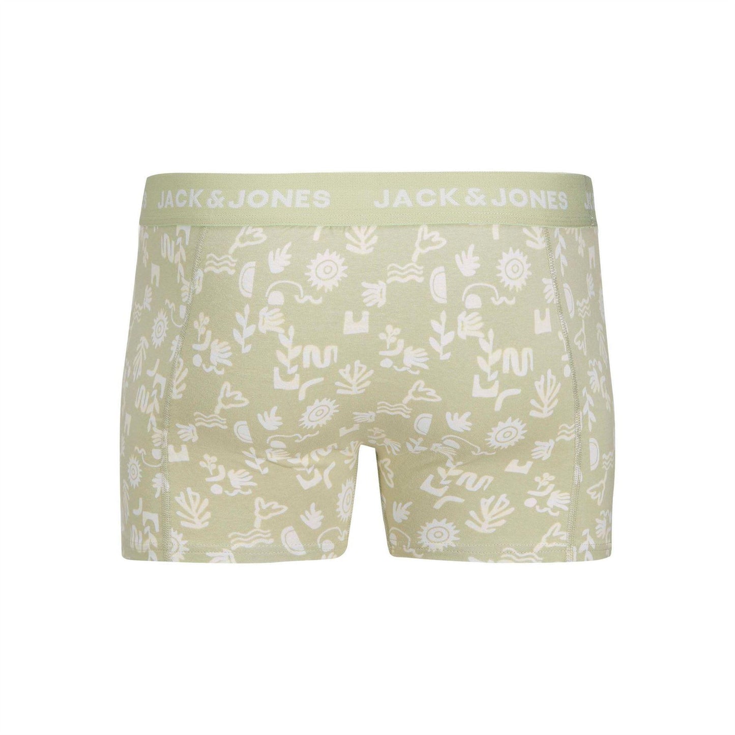 Desert Sage - Side - Jack And Jones Mens Leaves Fitted Boxer Briefs (Pack of 3)