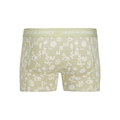 Desert Sage - Side - Jack And Jones Mens Leaves Fitted Boxer Briefs (Pack of 3)