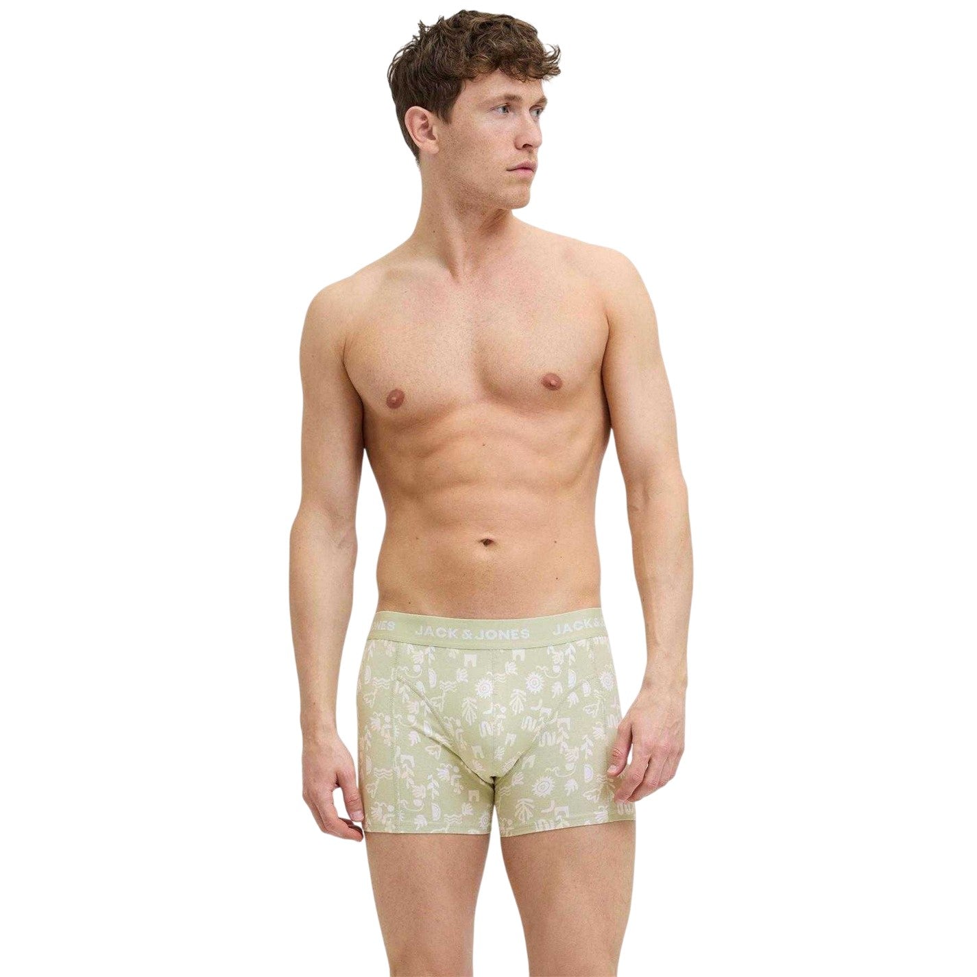 Desert Sage - Lifestyle - Jack And Jones Mens Leaves Fitted Boxer Briefs (Pack of 3)