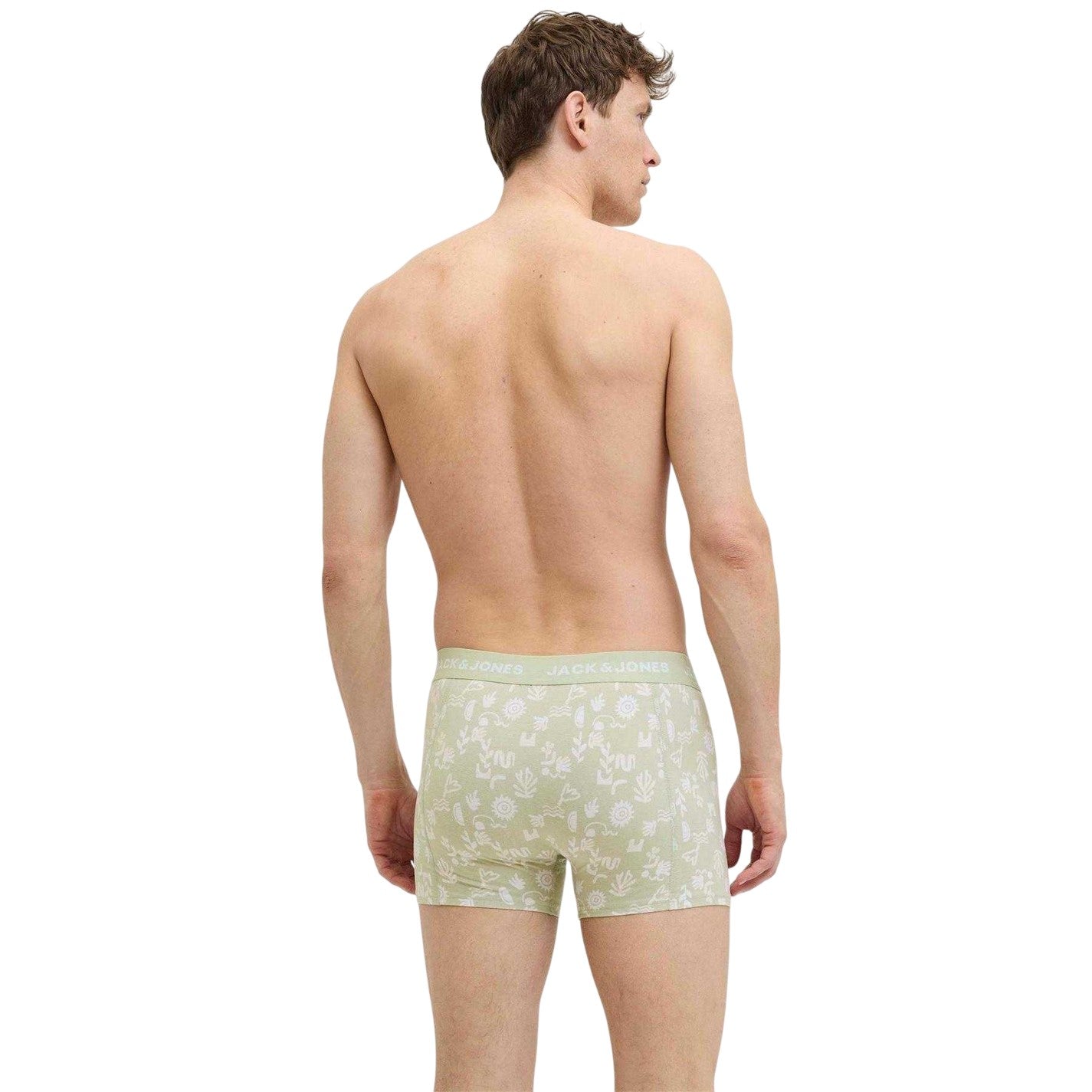 Desert Sage - Pack Shot - Jack And Jones Mens Leaves Fitted Boxer Briefs (Pack of 3)