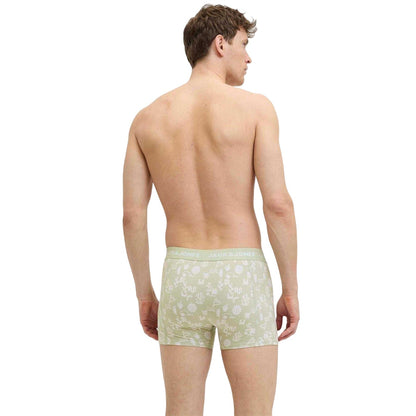 Desert Sage - Pack Shot - Jack And Jones Mens Leaves Fitted Boxer Briefs (Pack of 3)
